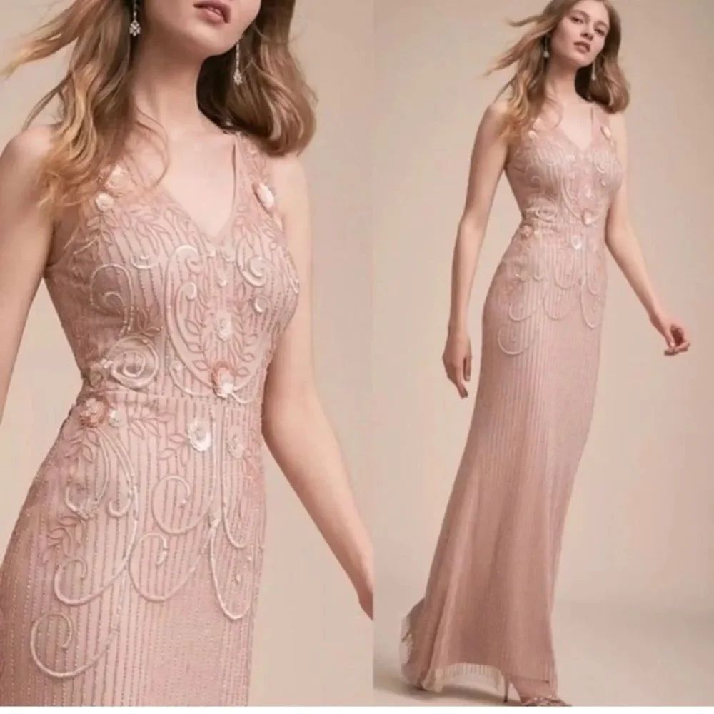 Anthropologie Wedding BHLDN Kincaid Maxi Dress Gown Blush U.S. 4